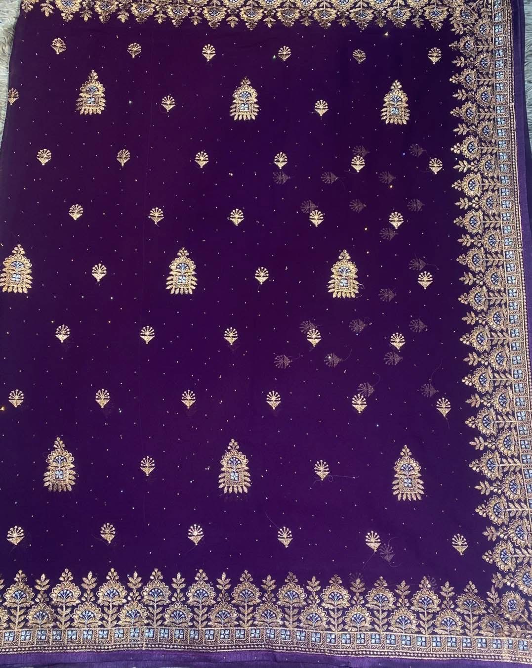 Deep Violet Colour Gorgeous Sharee (Blouse piece included) || Product Photo 2