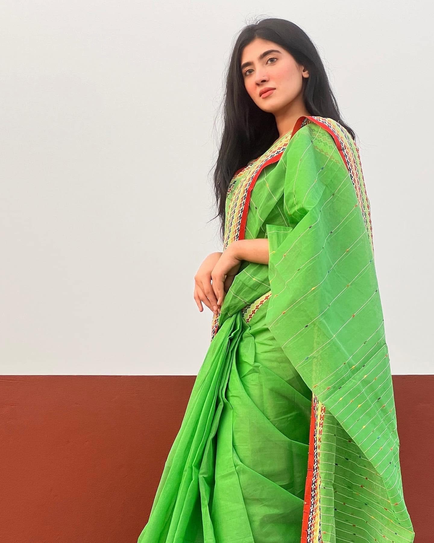 Neon Sharee (Student Budget ) ,12 Haat , Half Silk cotton fabric || Product Photo 3