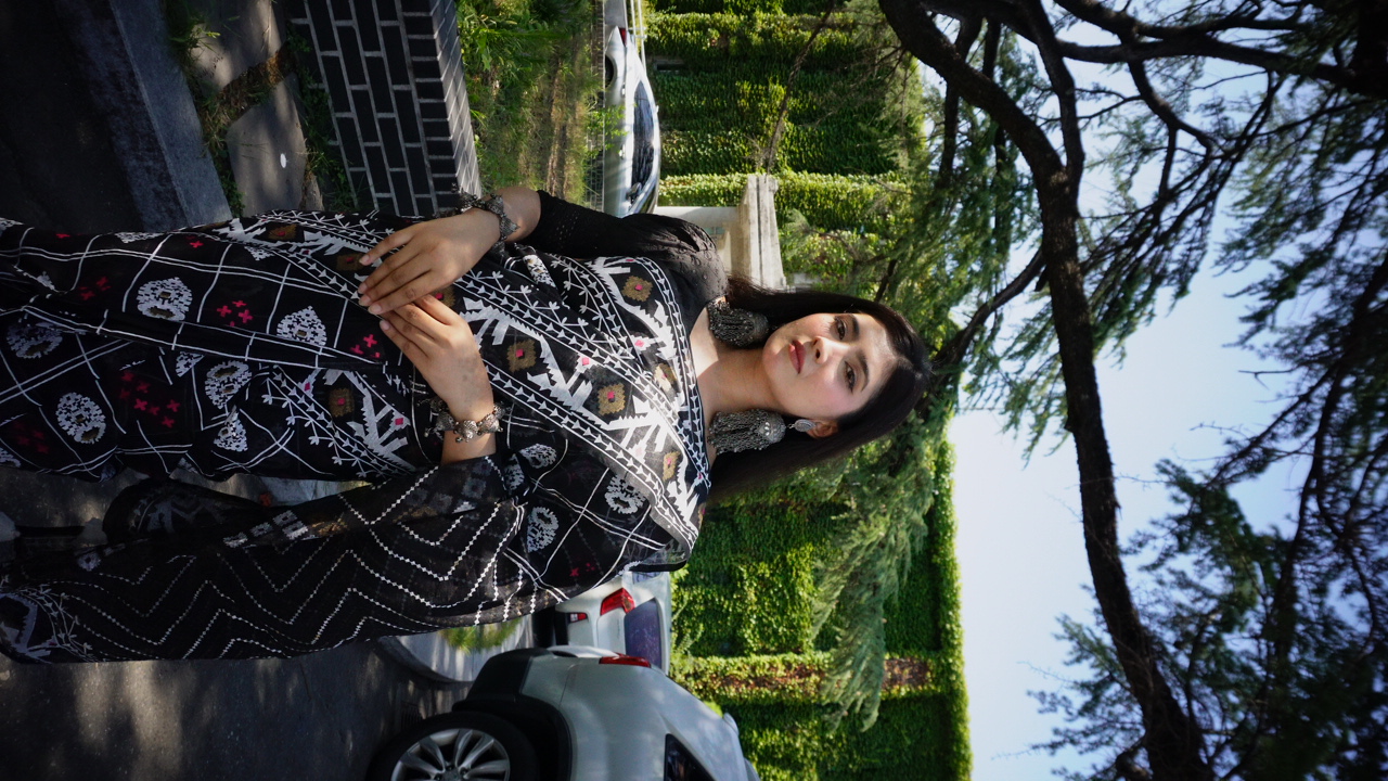 Black Block Print Sharee by Aayat's zone